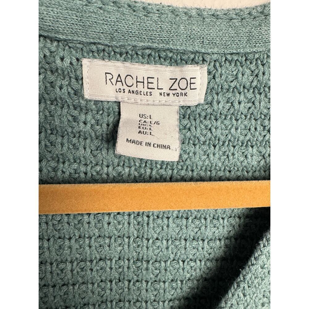 Rachel Zoe Womens L Long Sleeve Knit Sweater Teal Aqua Color Cotton Blend - Picture 3 of 7